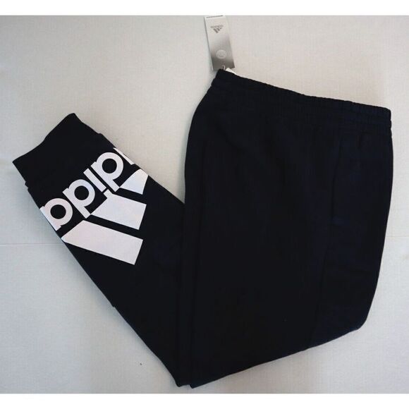 adidas GK8970 Men's Sz L Legend Ink Blue Big Logo Regular Tapered Fleece Joggers - Picture 8 of 10